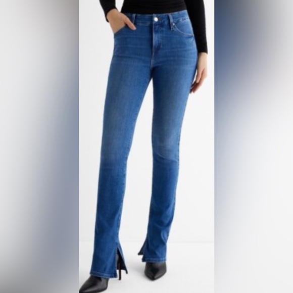 Express Mid Rise Medium Wash Skyscraper Jeans Jean  Stretch 6R With Side Slits - Picture 1 of 10